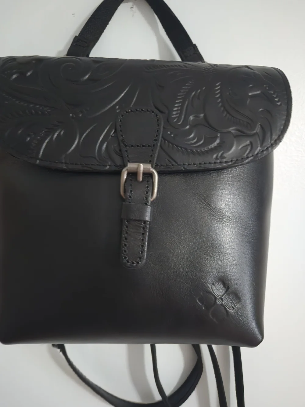 Patricia Nash Black Embossed Leather Small Backpack - Picture 7 of 8